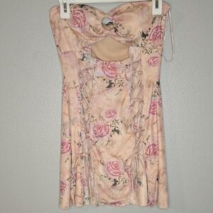 Chic Asymmetrical Pink and Cream Dress